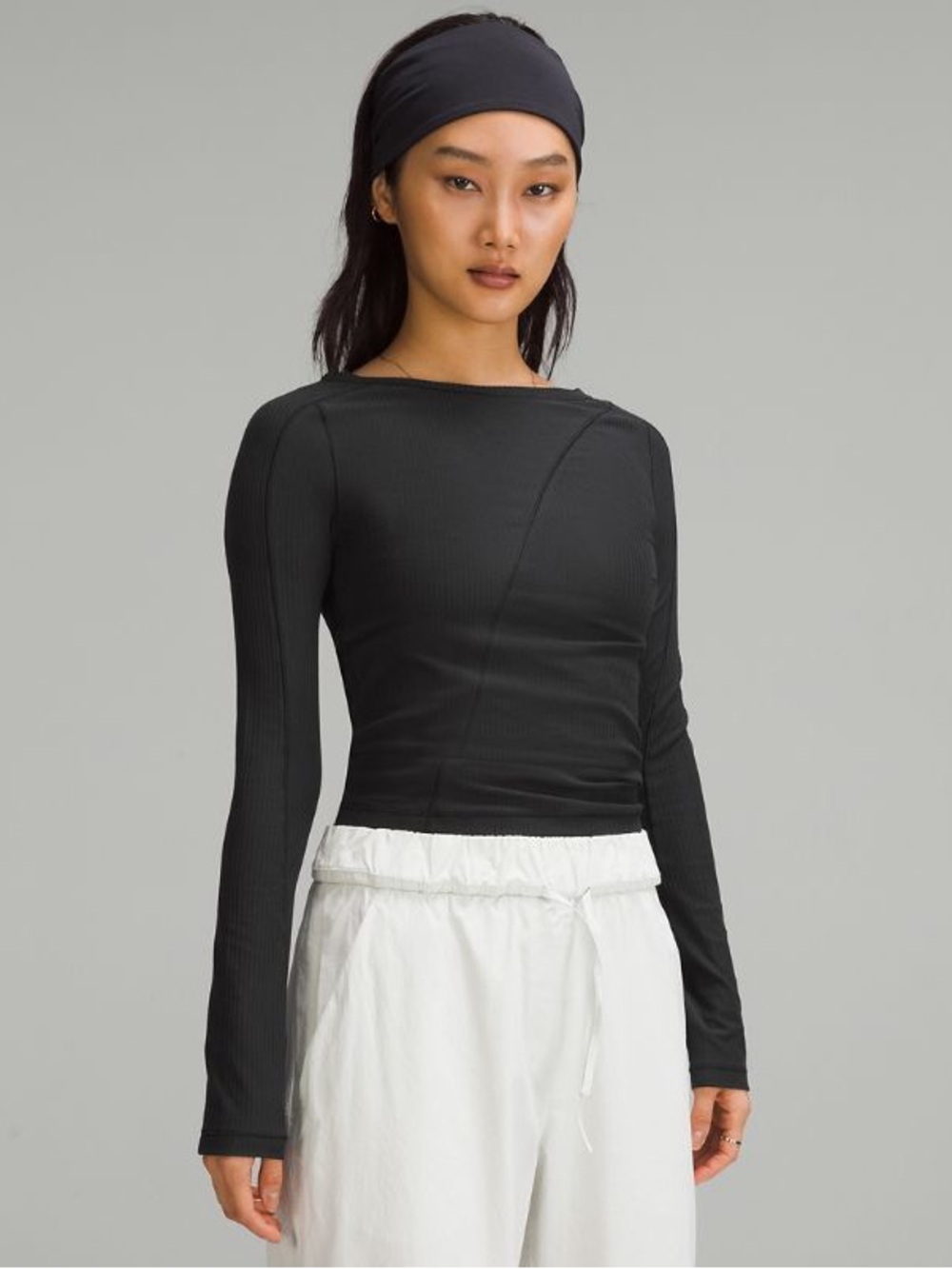 lululemon athletica asymmetrical Black Long Sleeve Top